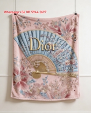 Dior Fan Embroidery Flannel Sofa Throw Blanket D428